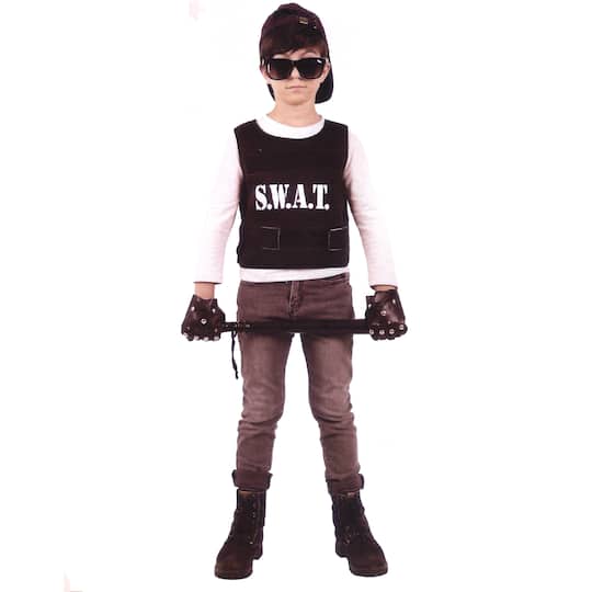 33924666 Black & White Swat Team Boy Child Halloween Costume - Medium